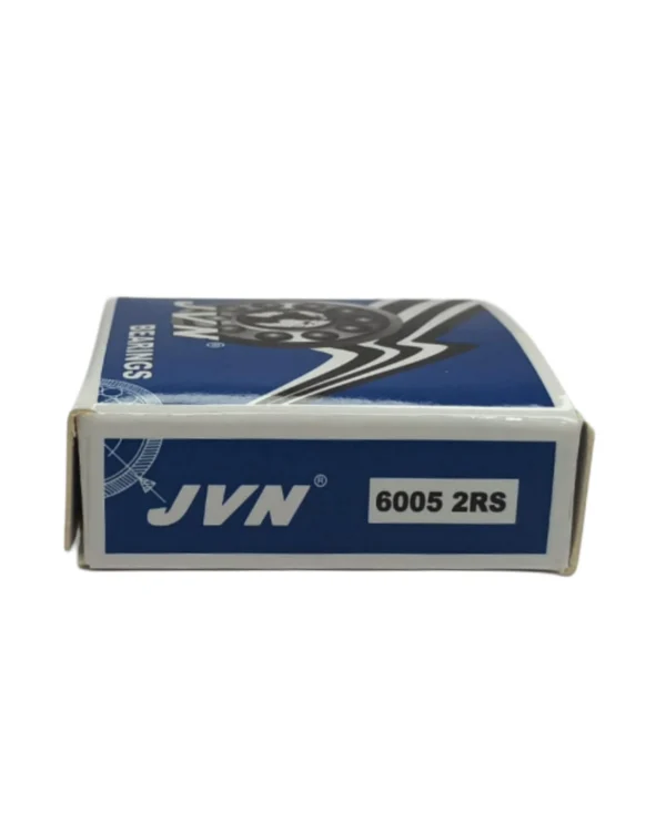 JVN DEEP GROOVE BALL BEARINGS - 6005 2RS SIDE BOX - WHITE BACKGROUND copy JVN 6005 2RS Ball Bearing (25x47x12mm) – Sealed Type with Rubber Seals | Z2V2+ Grade | Chrome Steel | G10 Balls | High RPM | For Small Electric Motors, Fans, Bicycles, Skateboards, Inline Skates, Automotive Components, Vacuum Cleaners, General Industrial Applications – 1PC