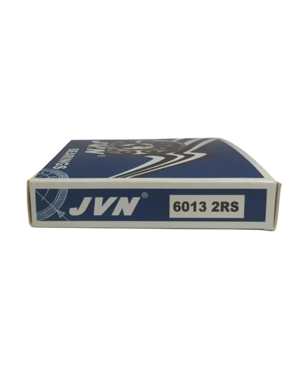 JVN DEEP GROOVE BALL BEARINGS - 6013 2RS SIDE BOX - WHITE BACKGROUND copy JVN 6013 2RS Ball Bearing (65x100x18mm) – Sealed Type with Rubber Seals | Z2V2+ Grade | Chrome Steel | G10 Balls | High RPM | For Pumps, Gearboxes, Electric Motors, Agricultural Equipment, Trucks, General Industrial Applications – 1PC