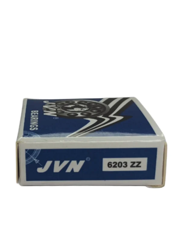 JVN DEEP GROOVE BALL BEARINGS - 6203 ZZ SIDE BOX - WHITE BACKGROUND copy JVN 6203 ZZ Ball Bearing (17x40x12mm) – Shielded Type with Steel Shields | Z2V2+ Grade | Chrome Steel | G10 Balls | High RPM | For Fans, Motors, Grinders, Mixers, Crushers, Textile Machines, Agricultural Equipment, Bicycles, 2 Wheelers, 3 Wheelers, 4 Wheelers, Trucks, Buses, General Industrial Applications – 1PC