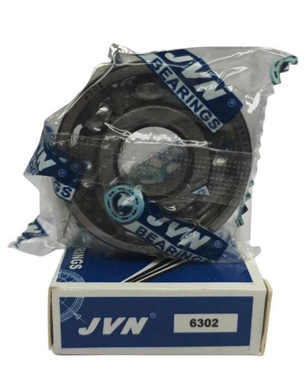 JVN DEEP GROOVE BALL BEARINGS - 6302 WITH BOX - WHITE BACKGROUND