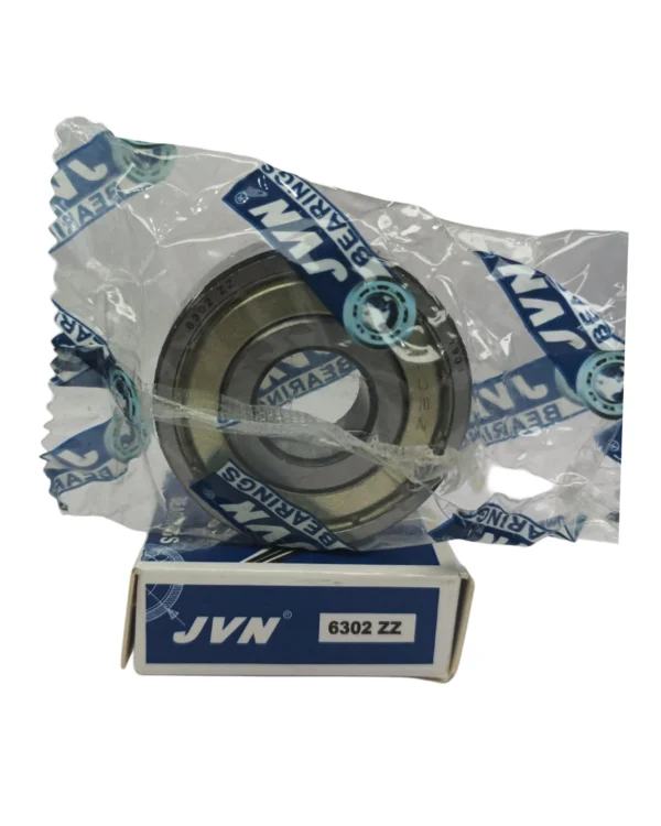JVN DEEP GROOVE BALL BEARINGS - 6302 ZZ WITH BOX - WHITE BACKGROUND